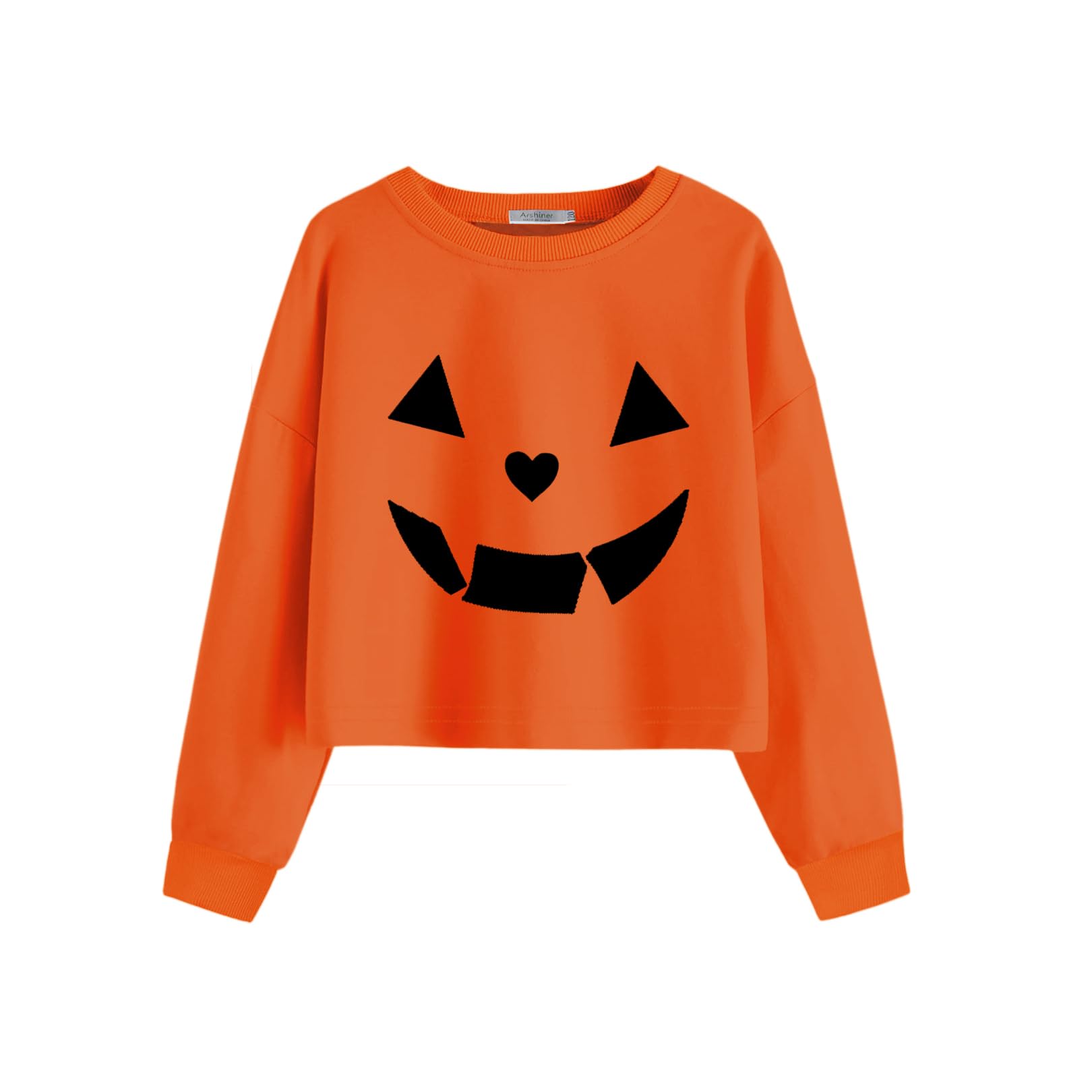 Arshiner Girls Crop Tops Kids Long Sleeve Pullover Sweatshirts Girls Cropped Crewneck Sweatshirt for Teen Girl