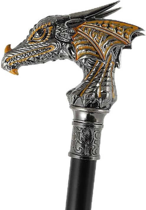 37in's Vintage Style Dragon Silver Cane Alloy Gothic Handmade Cane Fancy Dress Novelty Accessories