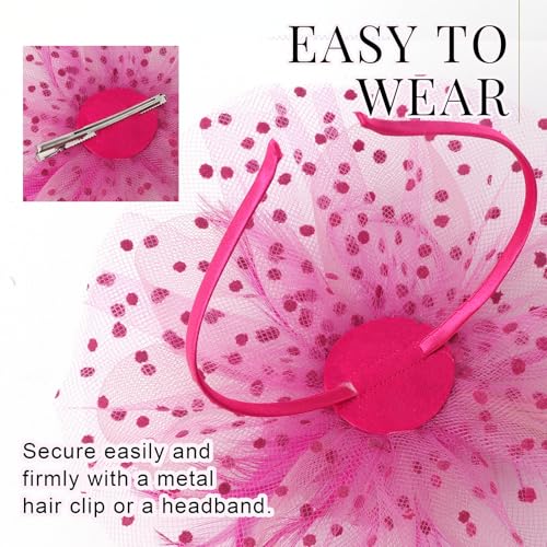 Image of DRESHOW Fascinators Hat Flower Mesh Ribbons Feathers on a Headband and a Clip Tea Party Headwear for Girls and Women