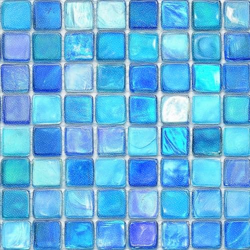 HOMETITUTE 10PCS 12x12 Inch Ocean Blue Mosaic Textured Flat Surface