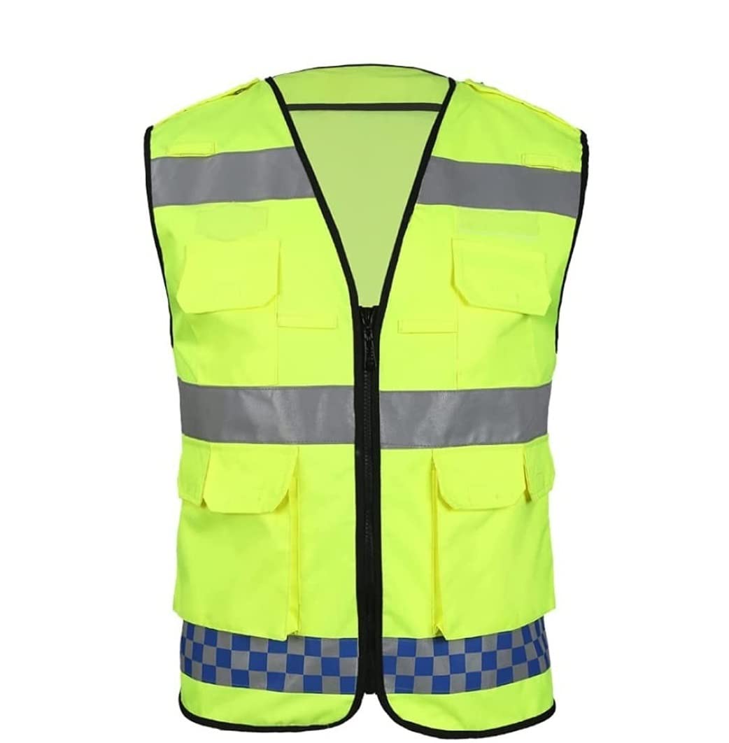 Chalecos de Seguridad Chalecos de Alta Visibilidad Ropa de Trabajo con Bolsillos y Cremallera Trabajos de construcción con Cintas Reflectantes Chalecos Reflectantes (Amarillo S)