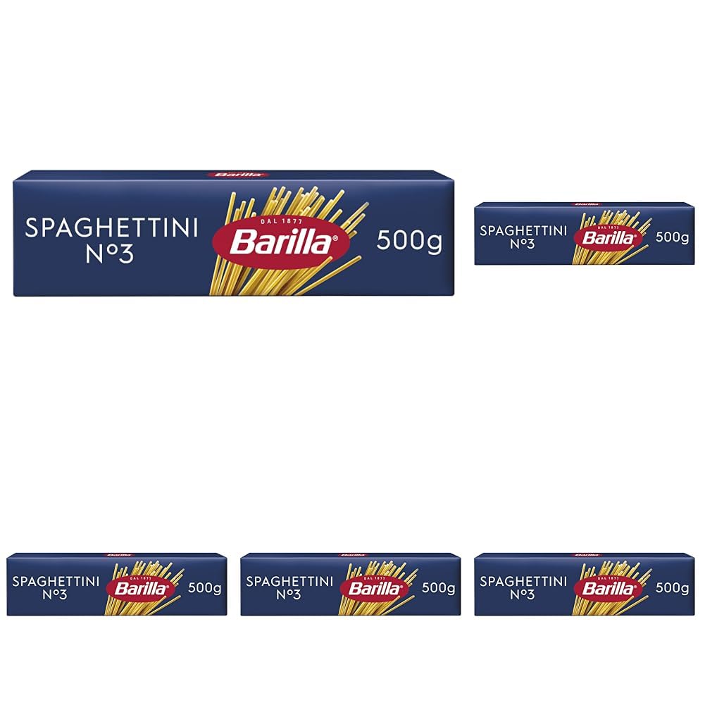 Barilla Pasta Klassische Spaghettini n.3 aus hochwertigem Hartweizen immer al dente (1 x 500 g) (Packung mit 5)