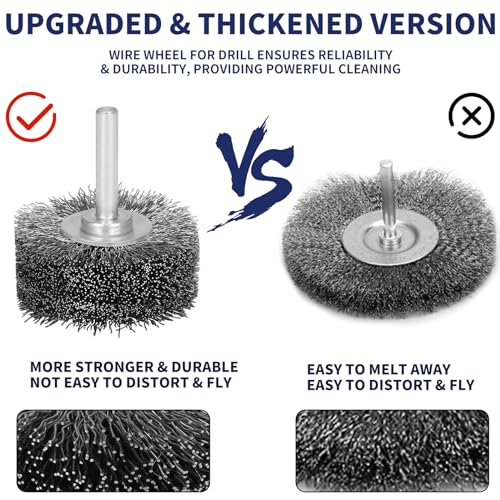 Image of 10 Pack 2 Inch Wire Wheel Brush for Drill Attachment,Heavy Duty Wire Brushes Removal Paint Rust & Corrosion, 0.012 inch Coarse Crimped Stainless Steel Wire, 1 /4in Shank, 20000RPM
