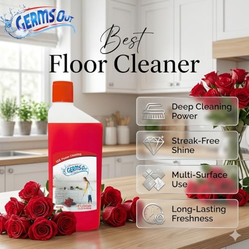 Image of Floor Cleaner 500ml Liquid Non-Toxic Germ protection Formula, Rose Scented Surface & Floor Disinfectant, Kids & Pet Safe, Multi-Surface Cleaning Solution