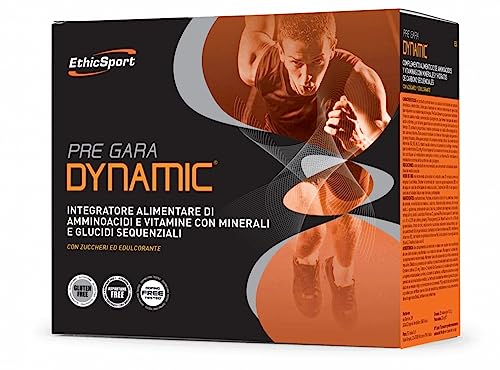 EthicSport - Pre gara Dynamic - Confezione da 20 x 15,3 gr - Integratore alimentare di amminoacidi e vitamine con minerali e glucidi sequenziali