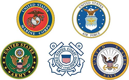 Branches of Service Combo Pack of Decals Military Veteran Served Window Bumper Sticker Vinyl Decal 3.8"