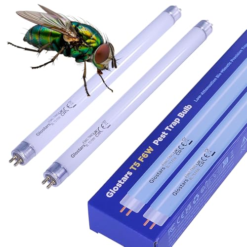 Glostars T5 F6W BL Tubes de Remplacement UV pour Insecticide Électrique, Tube Luminescent 22,6 cm Blacklight pour Piège à Moustiques/Mouches 6/12W – Lot...