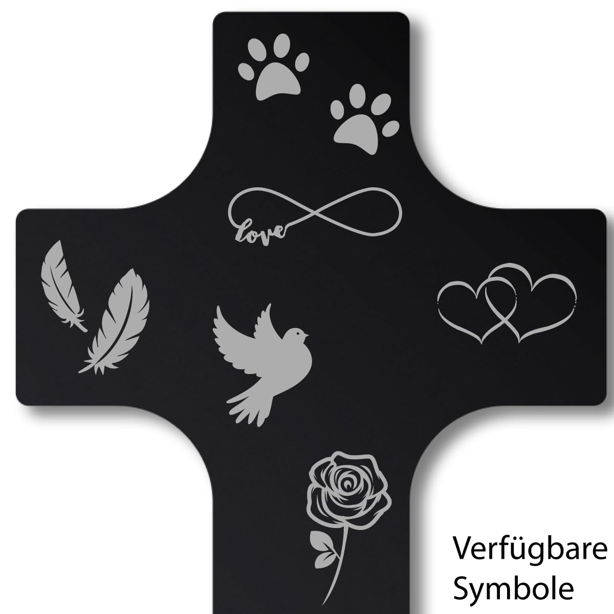 Paule Black Personalisiertes Tier Grabkreuz mit Text Gravur - Acrylglas Schwarz Hochglanz 150 x 300 mm - wetterfest, für Hund, Katze und alle Haustiere, individueller Text
