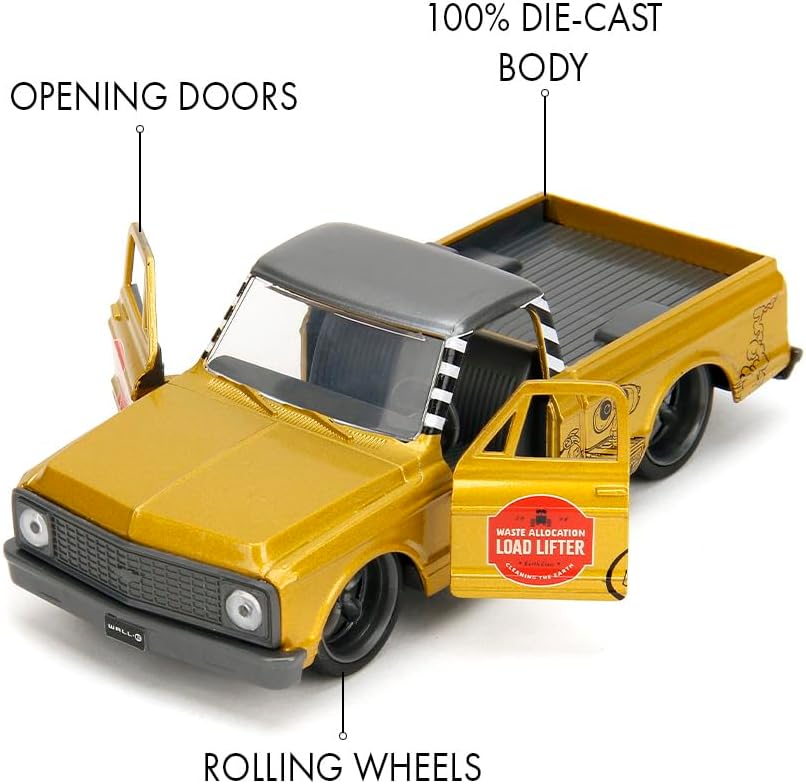 Jada Toys Wall-E Chevrolet Cheyenne 1972 (13.5 cm), Miniature Metal Wall-E Appearance, with Free Wheel and Opening Doors, for Fans and Children from 8 Years