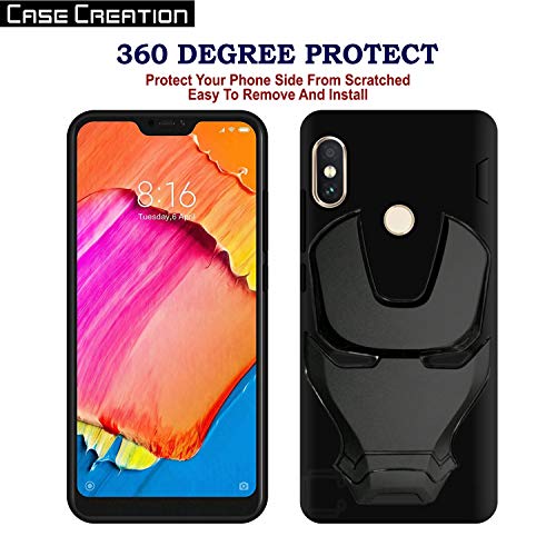 Image of COVERLY Official 3D Touch Feel Trending Marvel Avengers Logo Mask Soft Rugged Grip Iron Man Super Power Cartoon Movie Engraved Silicone Matte Back Cover for Xiaomi Redmi Note 6 Pro - Black