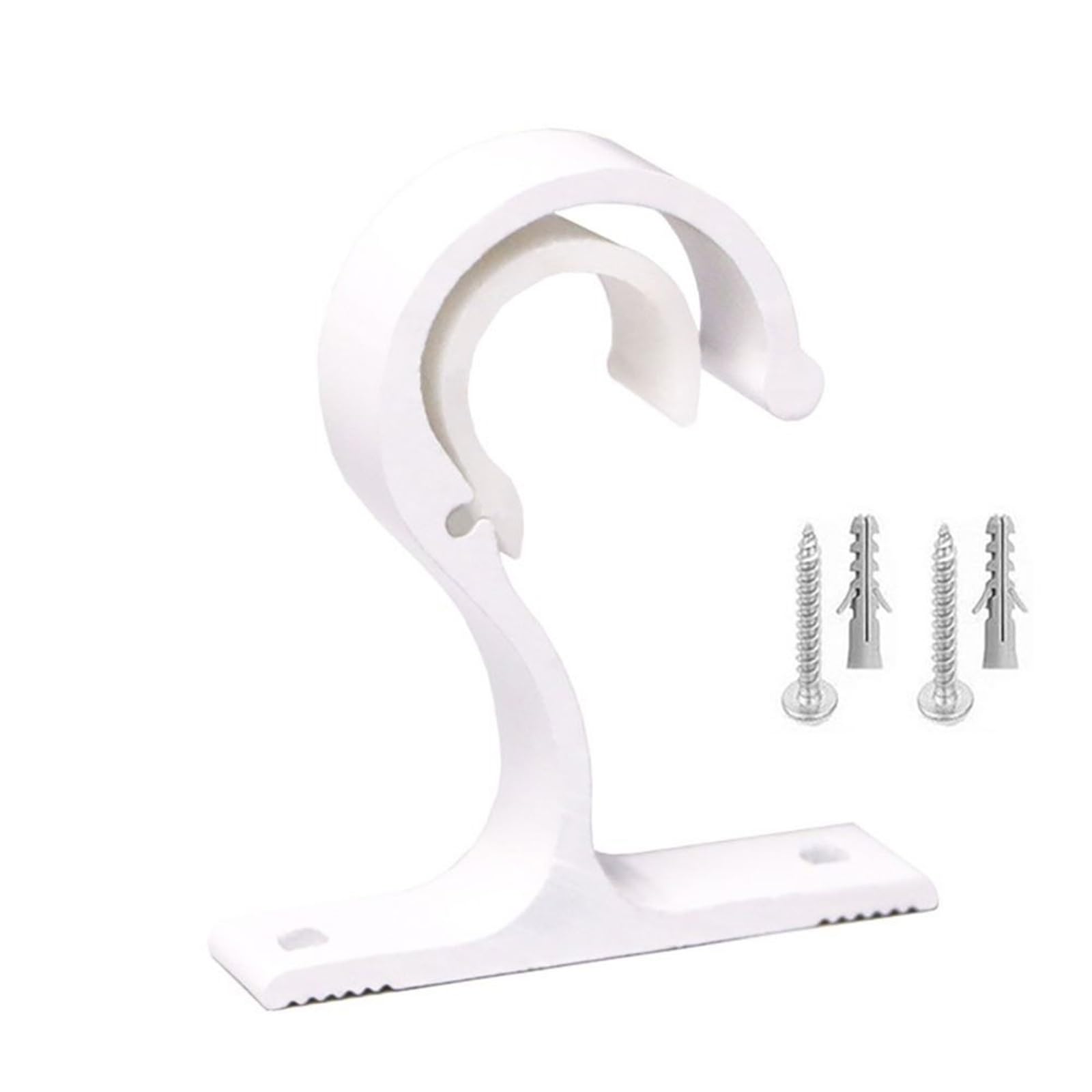 Gbrcen Curtain Rod Brackets 8Pcs Home Ceiling Curtain Rod Brackets Wall-Mounted Crossbar Fixing Clip Rod Installation Hook Aluminum Alloy Thickening(White)