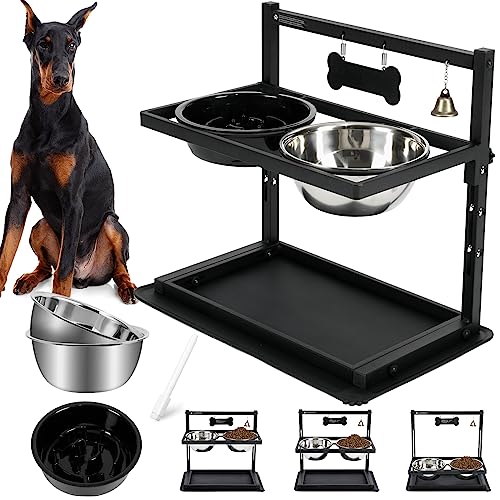Elevated Dog Bowls with Slow Feeder,Raised Dog Bowls for Large ...