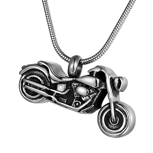 Motorcycle Cremation Urn Pendant Necklace Punk Personalized Ashes Holder Keepsake Memorial Jewelry