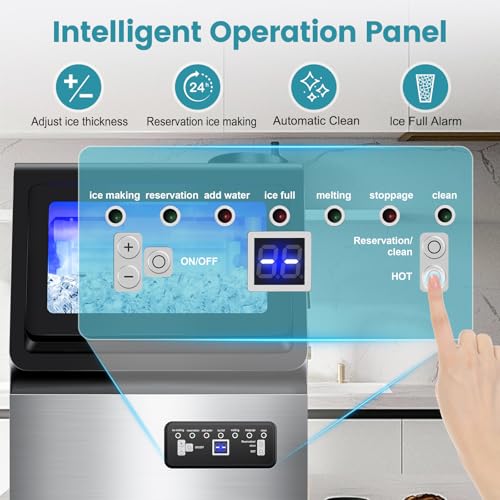 Image of Commercial Ice Maker Machine 150LBS /24H, Dual Water Inlet Options, Stainless Steel Air Cooled Freestanding /Under Counter Ice Maker Smart LCD, Self-Cleaning, Quiet for Home, Bar, Restaurant