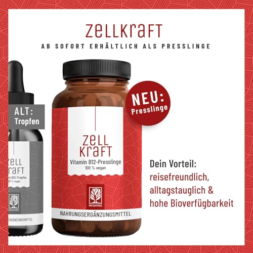 Vitamin B12 Vegan - 500 µg pro Tag - 270 Tabletten für 9 Monate - Beide aktive B12 Formen Adenosyl- & Methylcobalamin - Zellkraft B12 Komplex hochdosiert und laborgeprüft