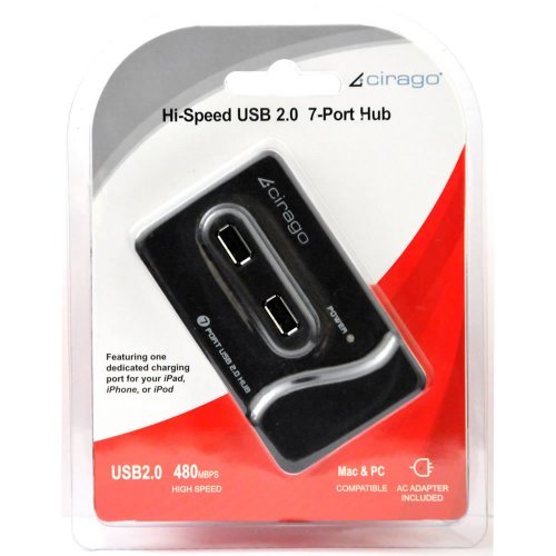 Cirago Hi-Speed USB 2.0 Hub with iPad/iPhone Charging Port (USH1070)