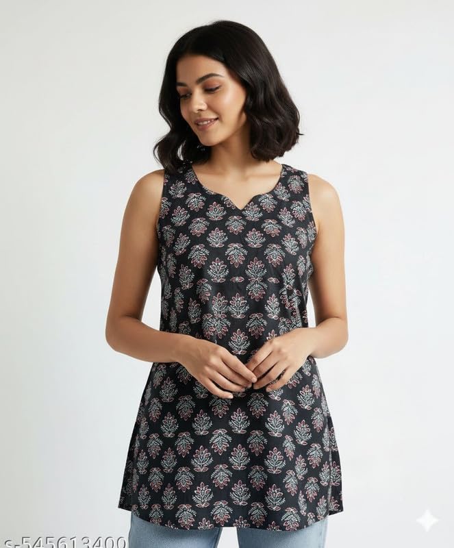 Image of SIROTA Rayon Short Top for Women | Tunic for Jeans | Western Short Kurti | Stylish Straight Ladies Kurta | Ethnic Kurta for Girls