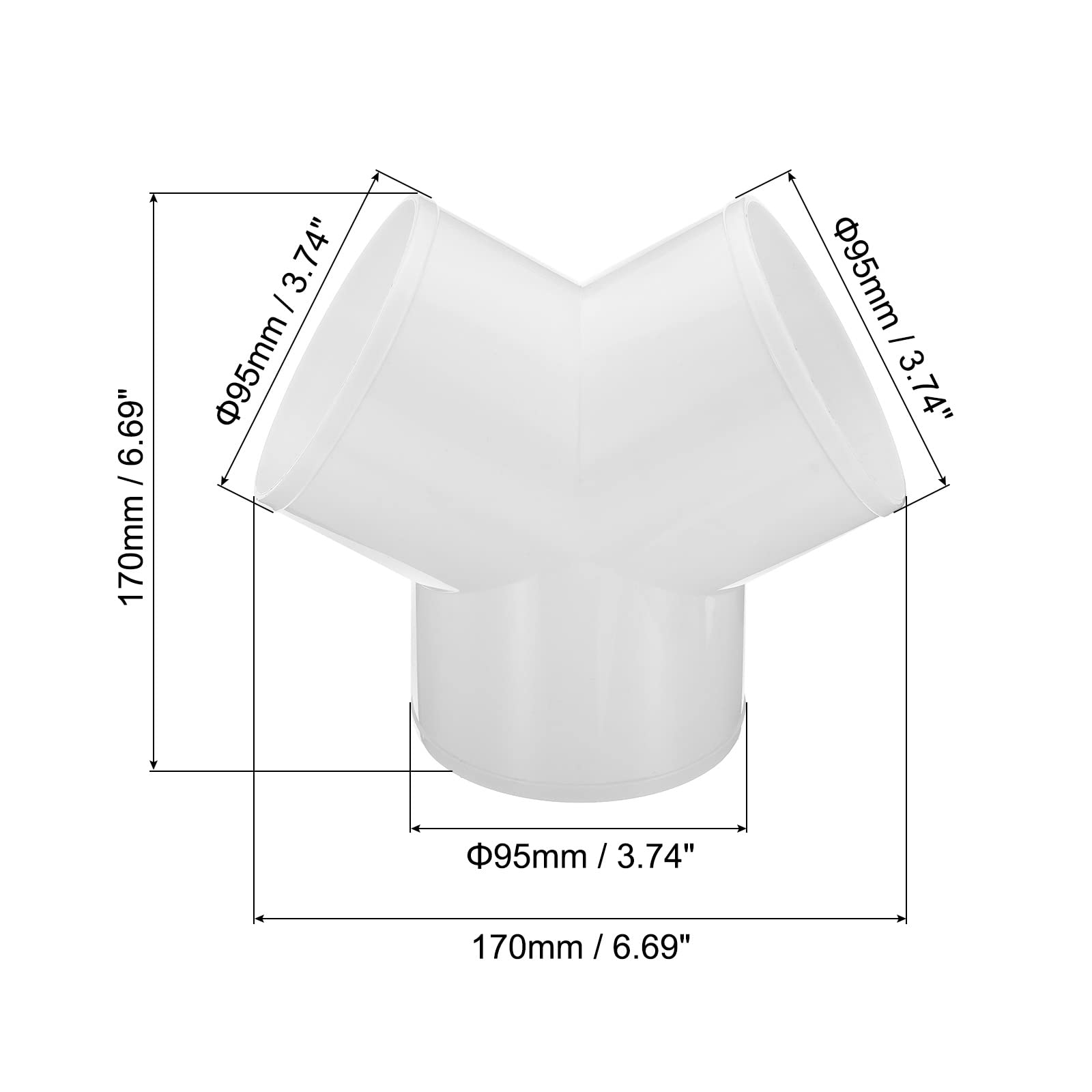 PATIKIL 4 Inch 3 Way Duct Splitter - Image 2