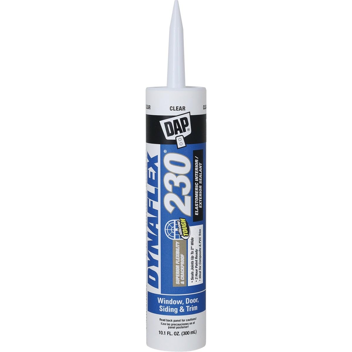 DAP 18304 DYNAFLEX 230, Clear 100% Waterproof Window, Door & Trim Sealant, 10.1 Zo