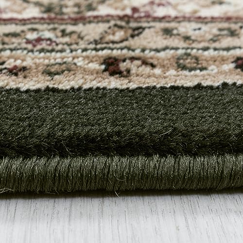 Tapis de salon géométrique vert pour réchauffer une grande chambre