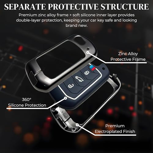 Image of Car Key Cover Compatible with Mahindra Scorpio N / Scorpio S11 / Scorpio Classic / Thar Roxx / XUV700 / XUV 3XO / Bolero Smart Flip Key | Premium Metal Silicone Flip Key Protector Case