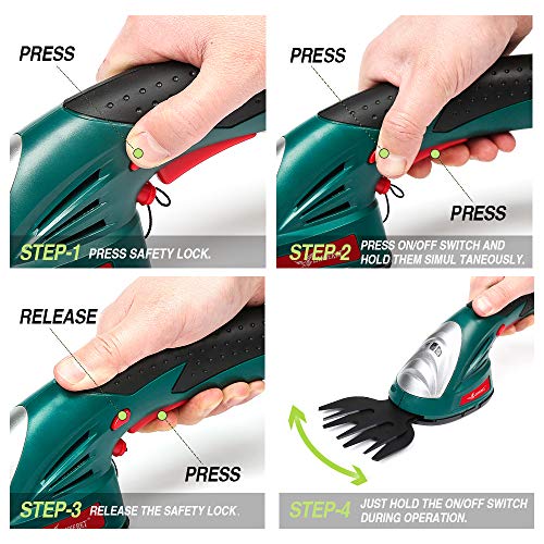 Lanneret 7.2V Lithium-Ion Cordless Grass Shear/Shrub Trimmer Combo With Rechargeable Battery And Charger Included,Outdoor Power Tools,Green #TOP3