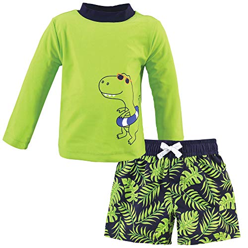Hudson Baby Unisex Swim Rashguard Set, Swim Dinosaur, 6-9 Months
