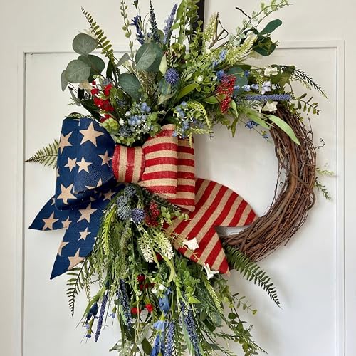 Suncalla Patriotic Wreath for Front Door Red White...
