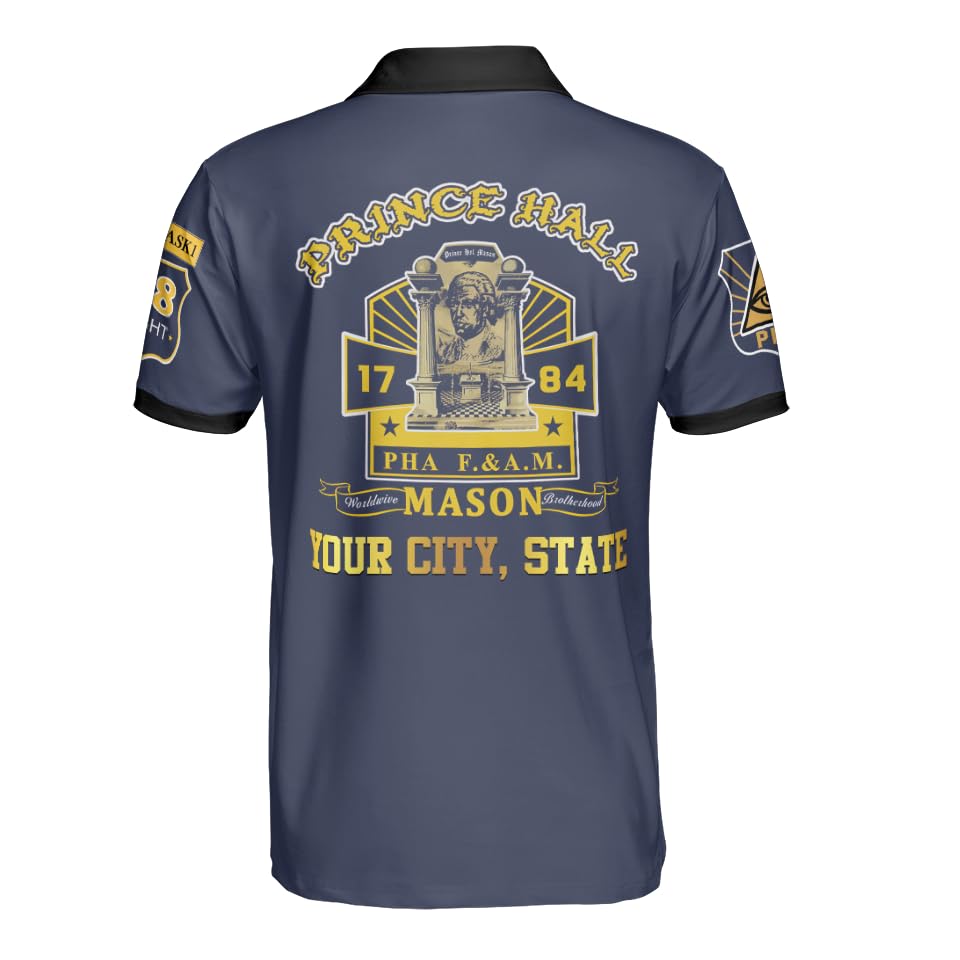 Polo para hombre Custom Freemason Prince Hall 1784 PHA F&AM con diseño 3D talla S a 5XL miniatura 3