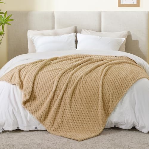 Image of BEDELITE Camel Throw Blanket for Couch, Soft Cozy Gifts for Women, 50 * 60 | 3D Jacquard Decorative Fleece Blanket, Super Soft Plush Throws, Cute Birthday Gift for Women & Men, Suitable for All Seasons