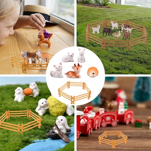 50 Stück Miniatur Zaun Für Kreative Farm Szenen, Schleich Zaun Mit Fünf Tiere., Schleich Zäune Spielzeug Für Kind Ab 3 Jahren, Eltern-Kind Aktivitäten, DIY Mini Zaun Playmobil Zaun Set, 9 X 4 X 0.8 Cm