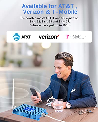 Cell Phone Signal Booster For Verizon And At&T Boost 4G Lte 5G Data & Voice 700Mhz Band 12/13/17 Dedicated Mobile Signal Booster High Gain Cellular Antenna Repeater Up To 3,000 Sq Ft - Fcc Approved #TOP2