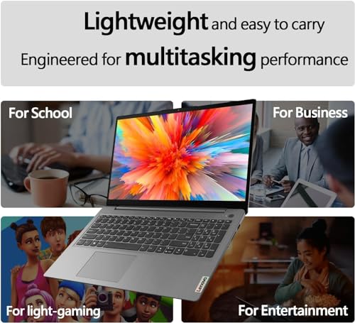 Image of Lenovo IdeaPad 1 Student Laptop, 15.6 inch FHD Display, Intel Dual Core Processor, 8GB RAM, 128GB SSD + 128GB eMMC, 1 Year Office 365, Wi-Fi 6, SD Card Reader, W11H, Grey, Additional 1 Yr ADP