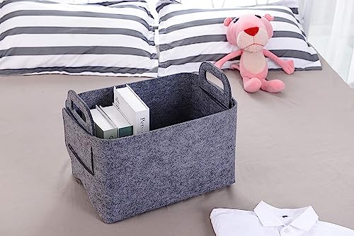 Image of Renva Felt Storage Basket for Organizing, Large Fabric Collapsible Storage Bins with Handles, Foldable Storage Basket Bins, Perfect for Shelves, Closet, Books, Clothes Organizing (1, Black)