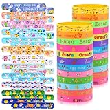 xutengy 48Pcs Easter Party Favors Decorations Slap Bracelets Rubber Wristbands for Kids Girls Boys，Easter Basket Stuffers Easter Egg Fillers Gifts for Toddlers