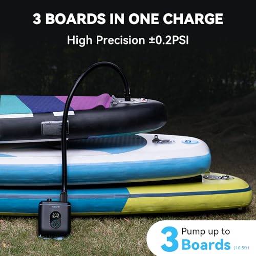 TOPUMP 20PSI Elektrische SUP-Pumpe TPS260, Wiederaufladbar, Auto-Off, 2-Stufen Inflation/Deflation, Typ-C für Paddle-Board, Kajak,Flügel,Drachen,Zelt 5