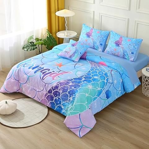 Keyroal Mermaid Tail Comforter Set Cover