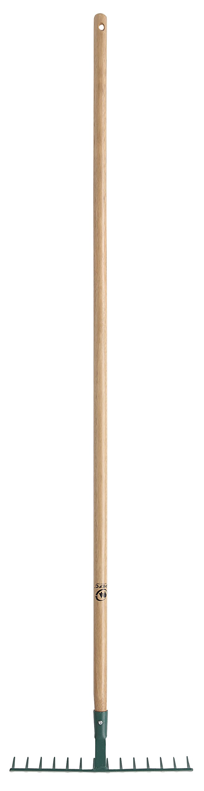 Leborgne, Râteau Forgé 14 dents Courbes Manche Bois Percé Certifié PEFC 100%, dents et peigne en acier forgé et trempé, Idéal pour ramasser les débris et les cailloux, manche extra long de 150 cm