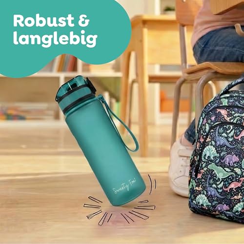 Sweety Fox Trinkflasche Kinder Kohlensäure Geeignet 500ml, Grün - Trinkflasche Sport 100% Auslaufsicher & Wasserflasche Spülmaschinenfest 5
