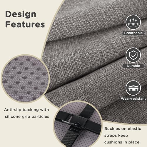 Image of AddGrace Anti-Slip Bar Stool Cushions Square Bar Stool Seat Cushions with Ties Set of 6 Small Square Chair Pads with Machine Washable Cover 12 inchX12 inchX2 inch (Light Grey)
