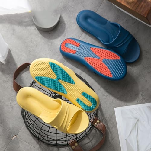 XUEMML Elderly Pregnant Women House Sandals Slippers, Men's Summer Non-Slip Mute Flat Bottom Bathroom Home Shower Shoes(Blue,43/44EU)3