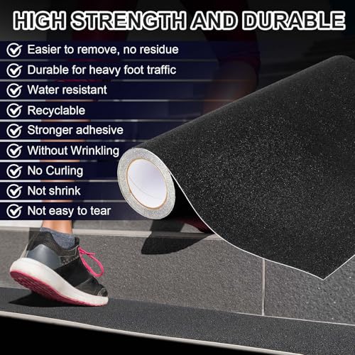 Image of Watersay 24 Inch x 20 ft Widen Anti Slip Tape, Outdoor Non Skid Traction Tape, Waterproof Durable, Grip and Friction Tread Strips Abrasive Adhesive for Road Deck Boat Skateboards Scooters, Black