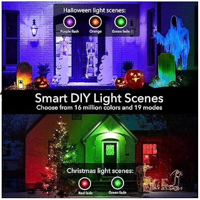 ILC LED Flood Light 30W Outdoor RGB Color Changing, Smart Floodlights RGBW 2700K Warm White & 16 Million Colors, 20 Modes, Grouping, Timing, IP66 Waterproof (2 Pack)