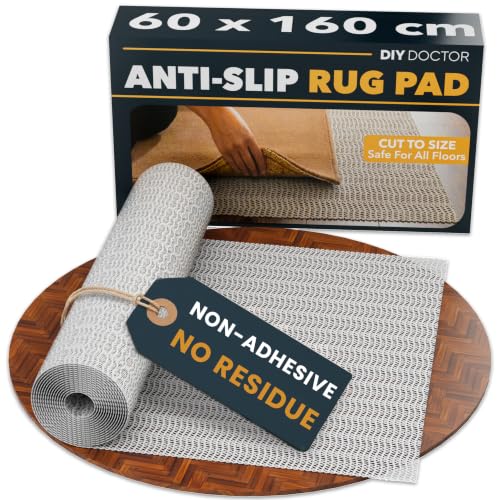 DIY Doctor Rug Gripper (1 Pack) 160x60cm Non-Slip Matting Roll Anti Slip Rug Underlay for Hardwood Tile & Laminate Rug Grip Stopper & Non-Slip Mat for Floors