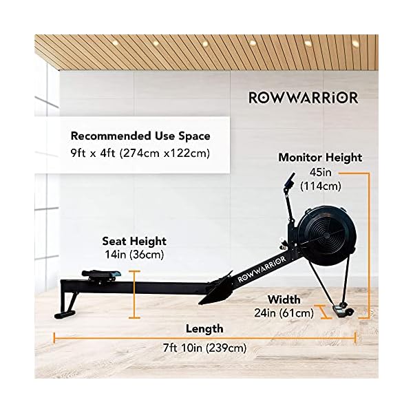 Row Warrior Air Rowing Machine | Foldable Gym-Quality Row Machine | 10- Damper Levels Cardio Machine for Full-Body Workout | Rowing Machine for Home Use with LED-Monitor | Rower Machine for Home Gym