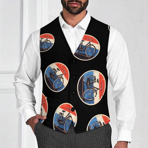 Dutch Bicycle Mens Slim Fit Suit Vest Dress Waistcoat Casual Business Vest2