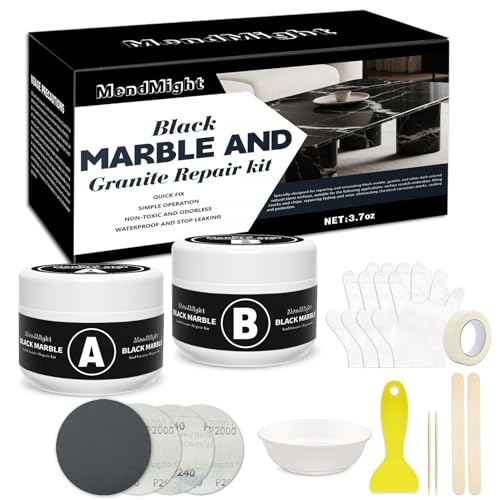 Reparaturset Schwarze Fliesen & Arbeitsplatten - Reparatur von Löchern, Rissen, Absplitterungen an Granit, Marmor, Quarzstein - Für Küchenarbeitsplatten, Theken und Oberflächen Theken und Oberflächen