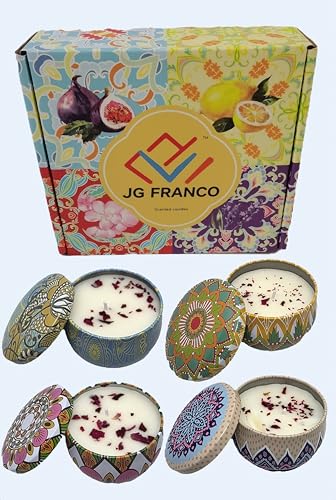 4 Pack Candles for Home Scented, Gift Sets Women, Bulk Gift For Women, Birthday Gifts for girl, luxury Candles Present Pack, Gifts UndEr 25, Odor Eliminating, Small Box For Woman, Stress Relief, Aroma