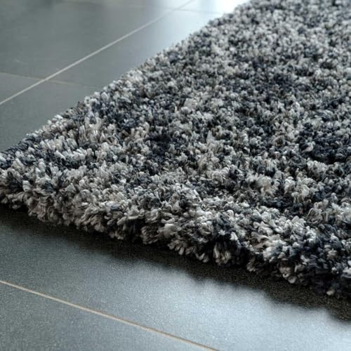 Image of inch2x5 Ft Shaggy Runner Rug - Soft Geometric Carpet for Hallway, Bedroom & Entryway Non-Slip Modern Triangles Design in Mustard Grey Beige (SHAGGY-26, 2X5 FEET)