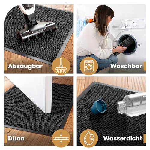Bodenständig® Saubere Schuhe Dank saugstarkem Stoff (robust) perfekte Größe Anthrazit in 40x60cm - Fußmatte innen, Fussmatte innen - Schmutzfangmatte für innen Türmatte